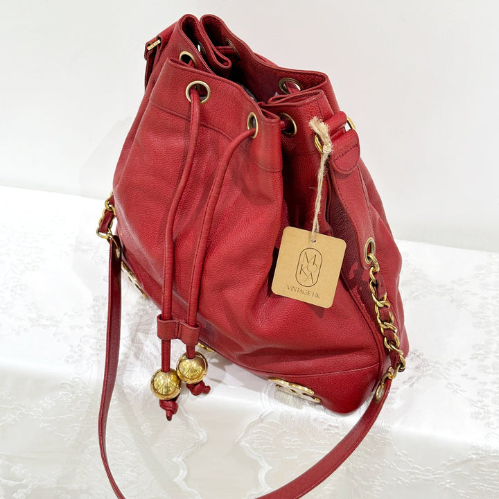 Chanel vintage triple CC leather bucket bag