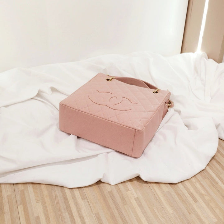 Chanel vintage petite shopping leather tote