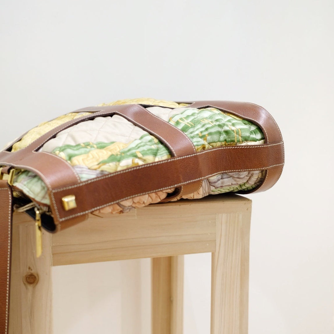 Ferragamo leather trimmed quilted tote