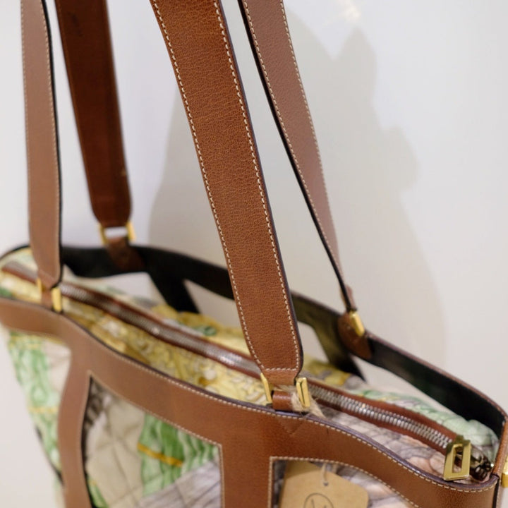 Ferragamo leather trimmed quilted tote