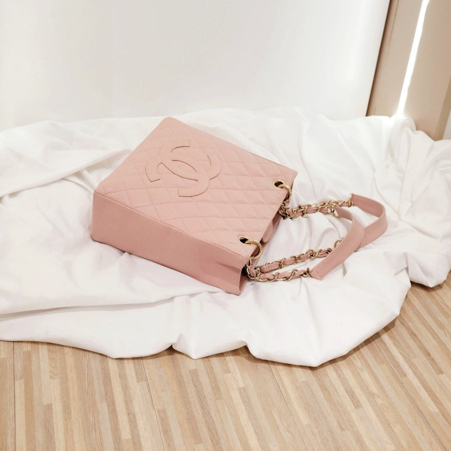 Chanel vintage petite shopping leather tote