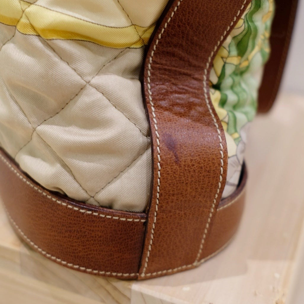 Ferragamo leather trimmed quilted tote