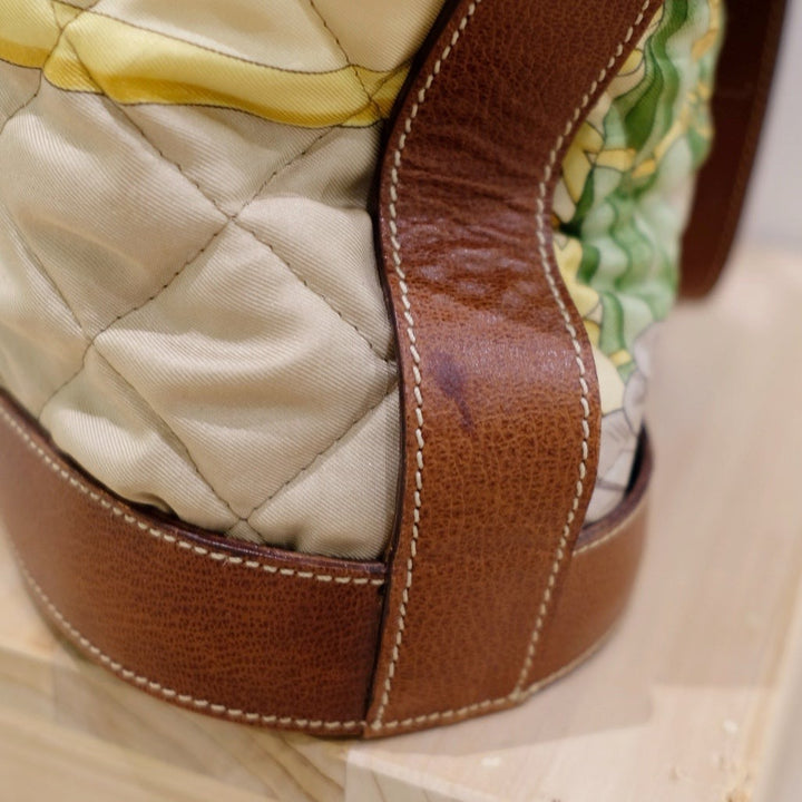 Ferragamo leather trimmed quilted tote