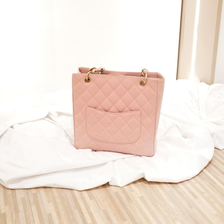 Chanel vintage petite shopping leather tote