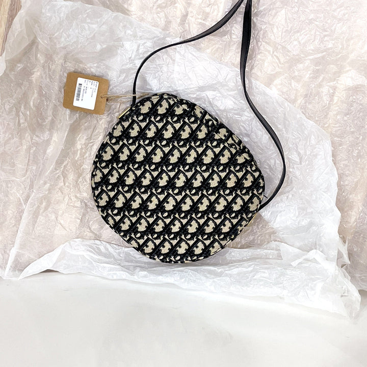 Dior navy monogram round shoulder bag