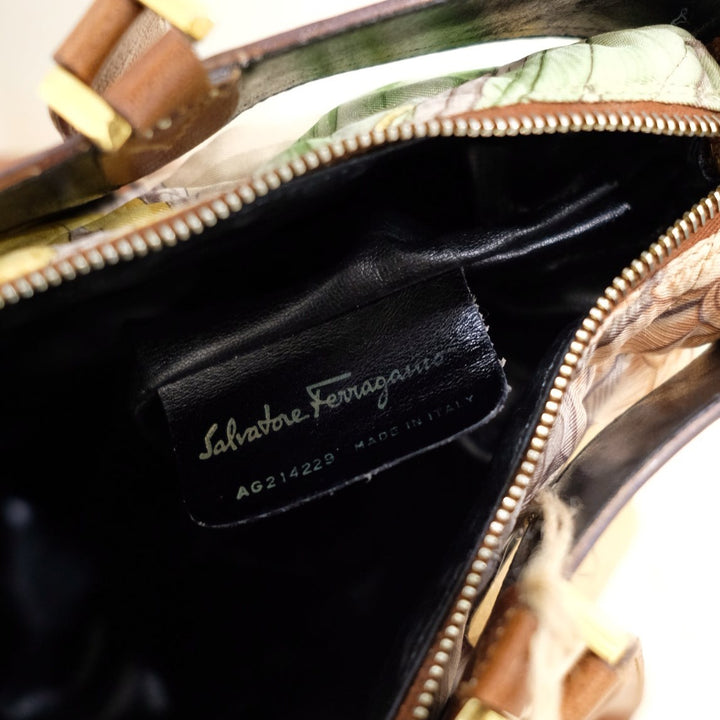 Ferragamo leather trimmed quilted tote