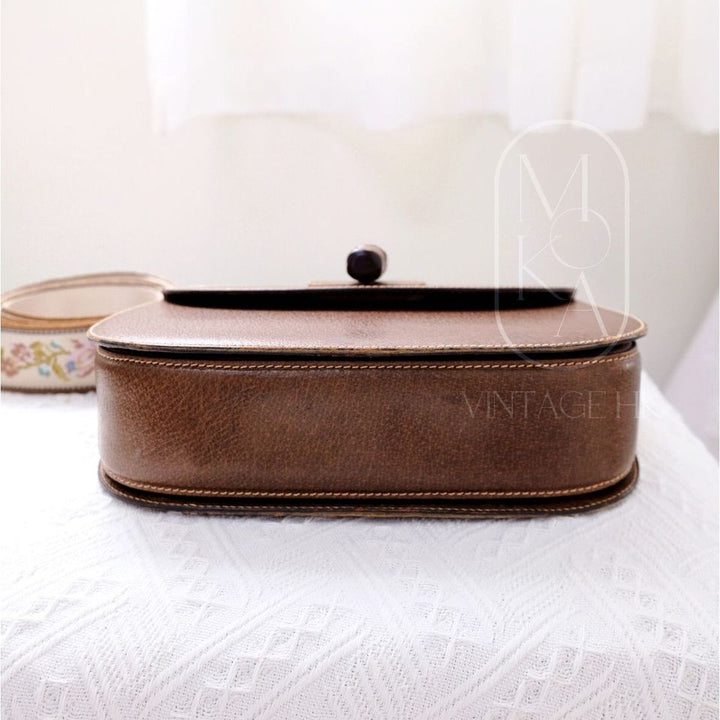 Gucci bamboo top handle leather handbag
