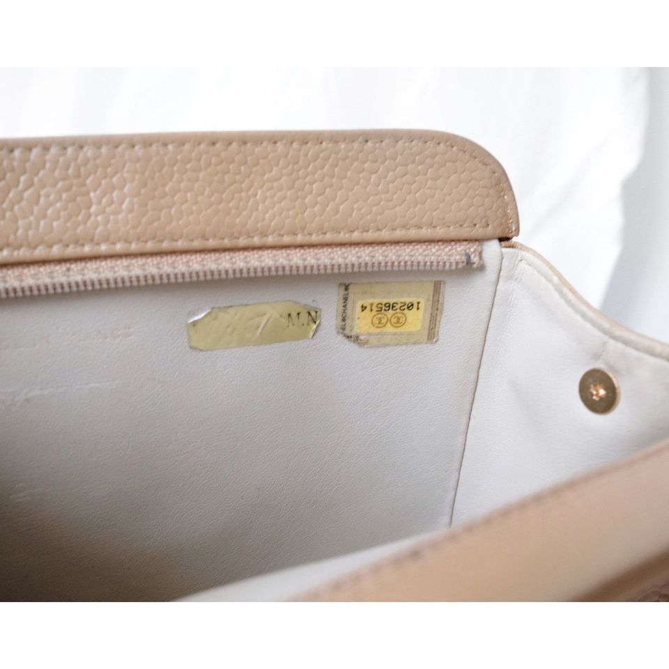 Chanel vintage mini caviar pouch +chain