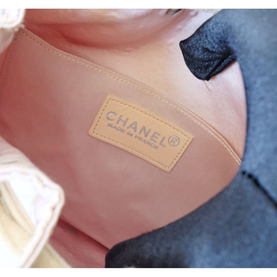Chanel vintage pink silk drawstring backpack