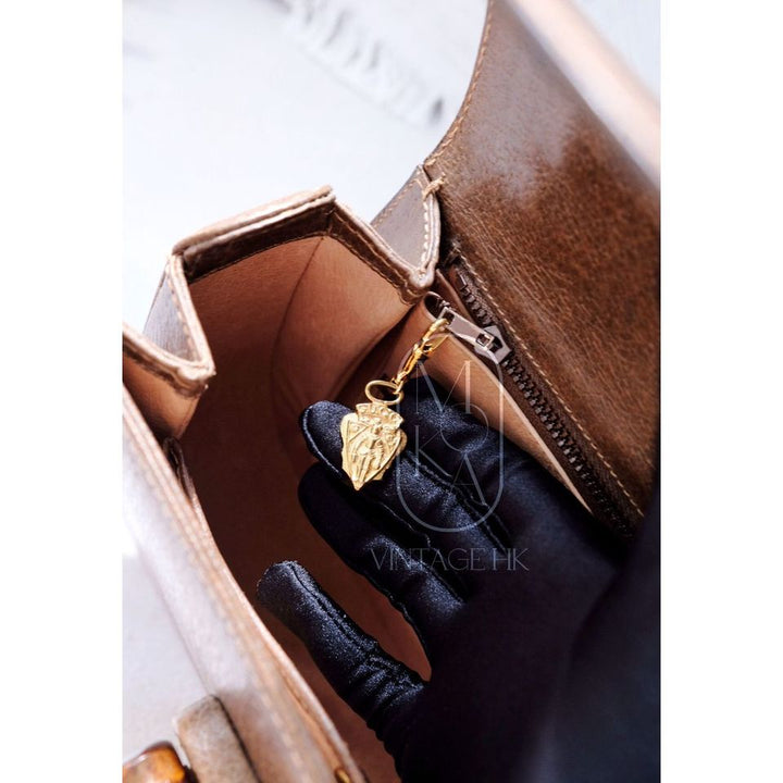 Gucci bamboo top handle leather handbag