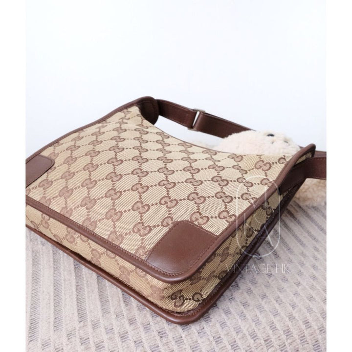Gucci vintage 90s canvas and leather croissant bag