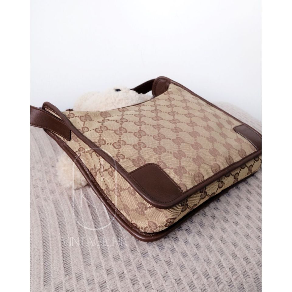 Gucci vintage 90s canvas and leather croissant bag
