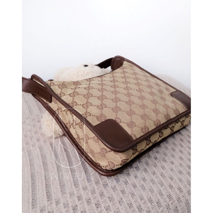 Gucci vintage 90s canvas and leather croissant bag
