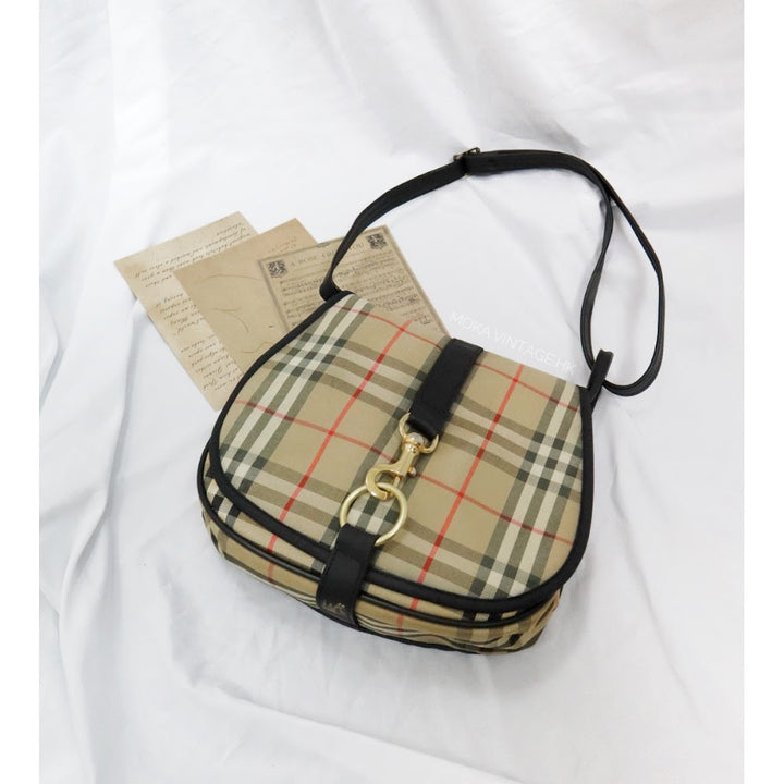 Burberry canvas leather saddle bag