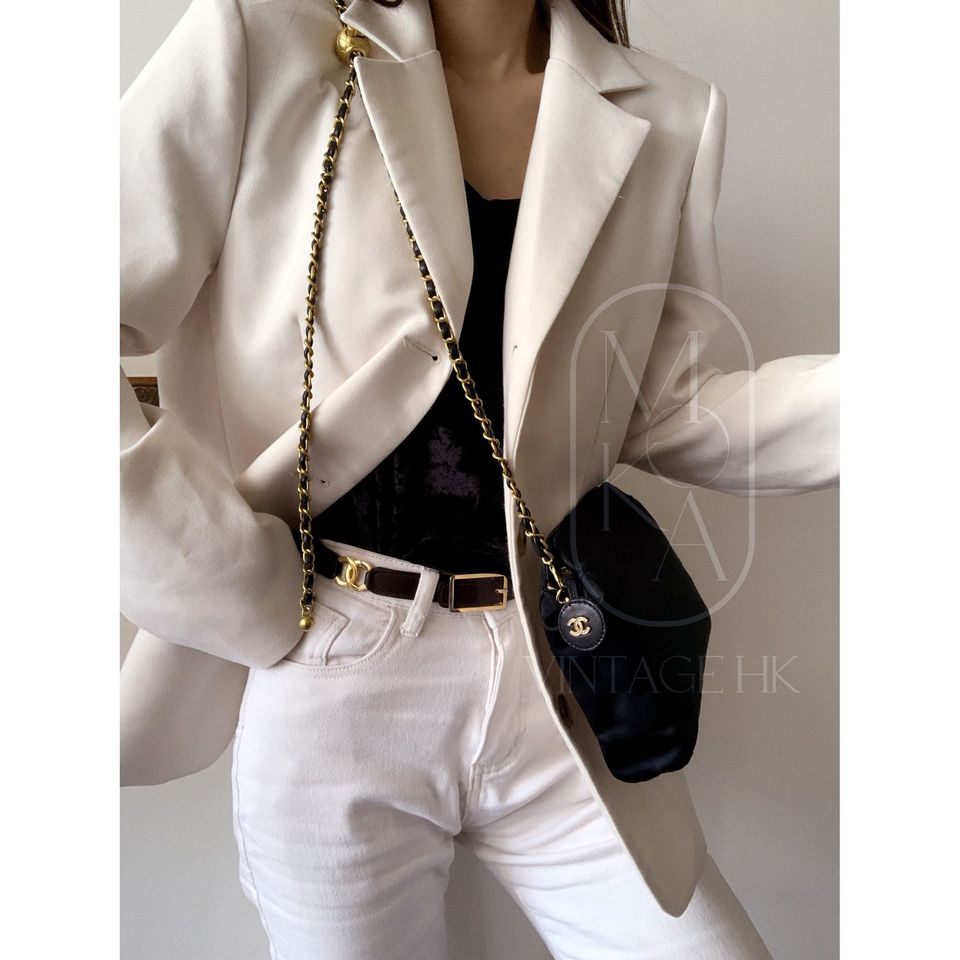 Chanel vintage silk clutch+chain