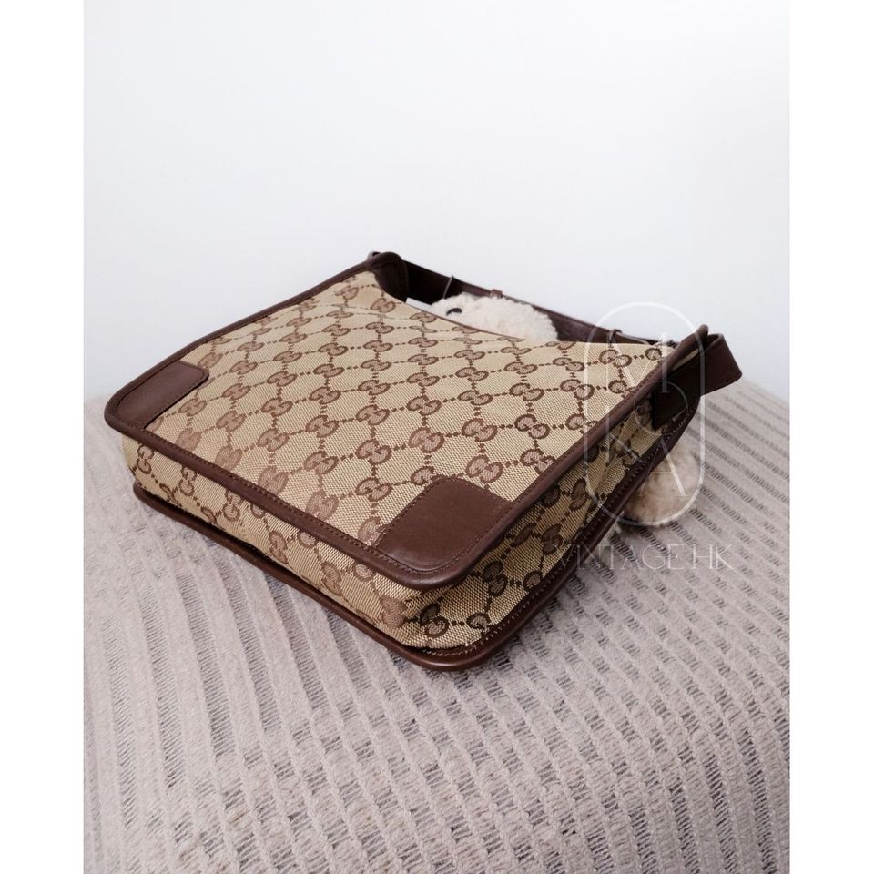 Gucci vintage 90s canvas and leather croissant bag