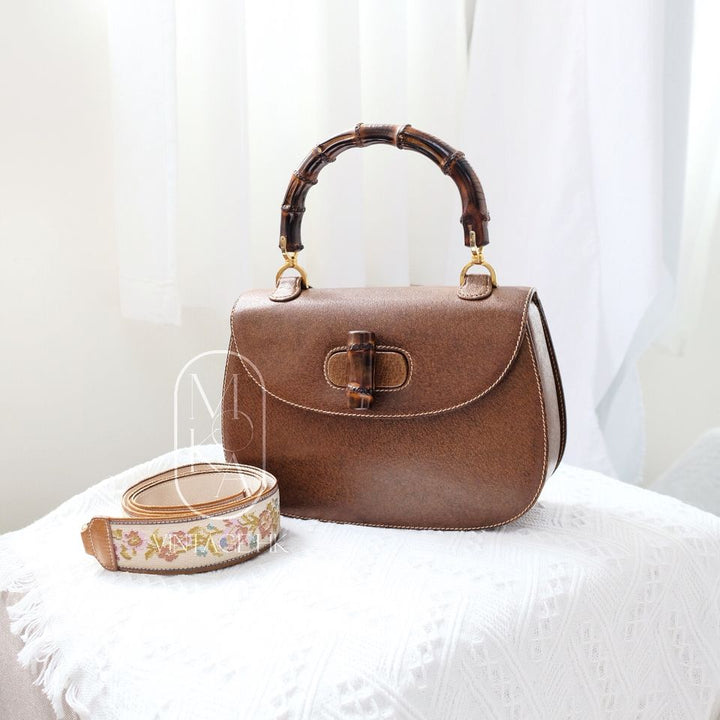 Gucci bamboo top handle leather handbag