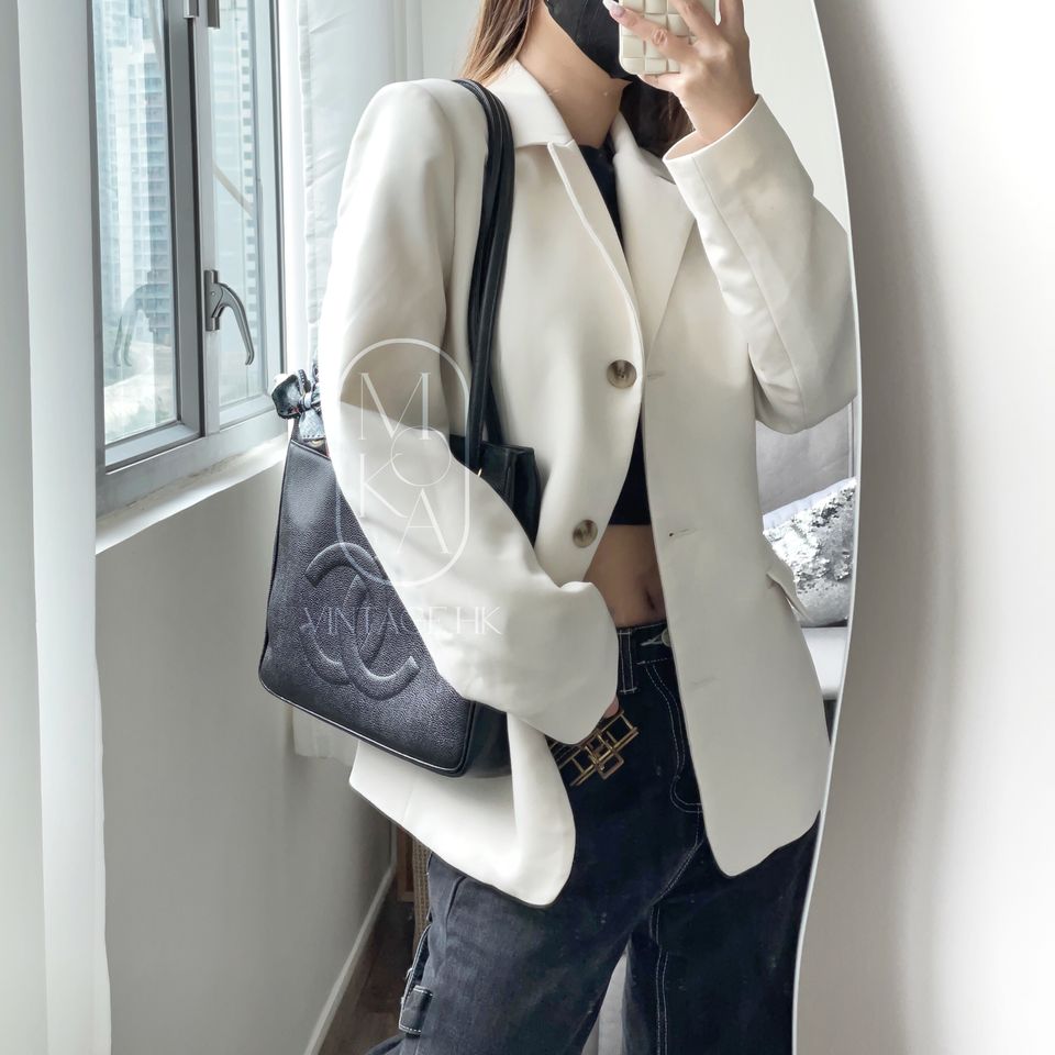 Chanel vintage coco caviar leather tote bag