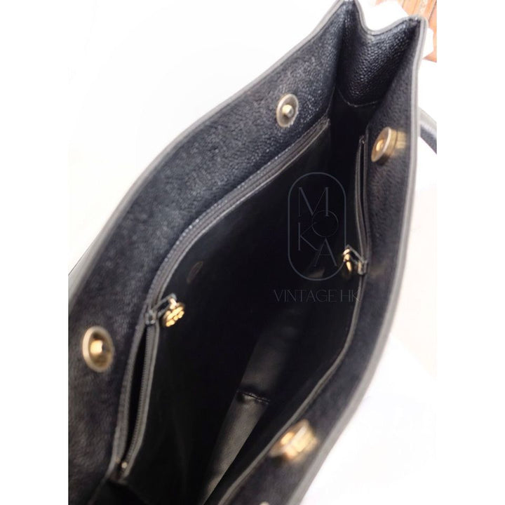 Chanel vintage coco caviar leather tote bag