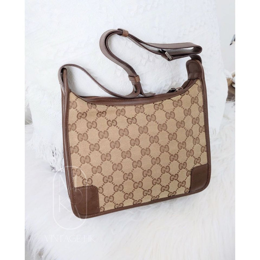 Gucci vintage 90s canvas and leather croissant bag