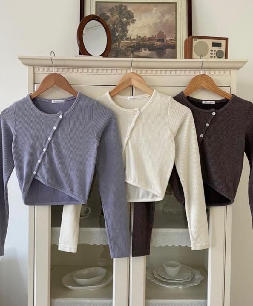 斜紐露腰top/三色入／Free size