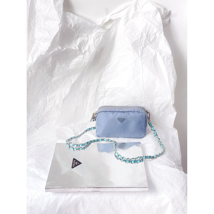 Prada nylon clutch+chain