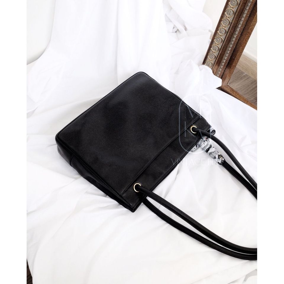 Chanel vintage coco caviar leather tote bag