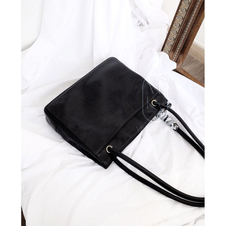 Chanel vintage coco caviar leather tote bag