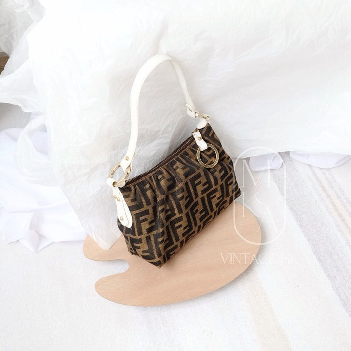 Fendi zucca canvas leather bag