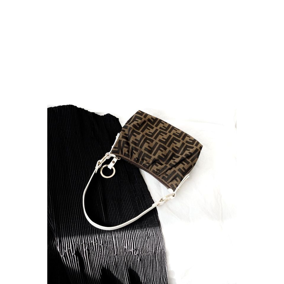 Fendi zucca canvas leather bag