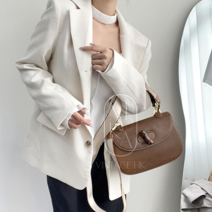Gucci bamboo top handle leather handbag