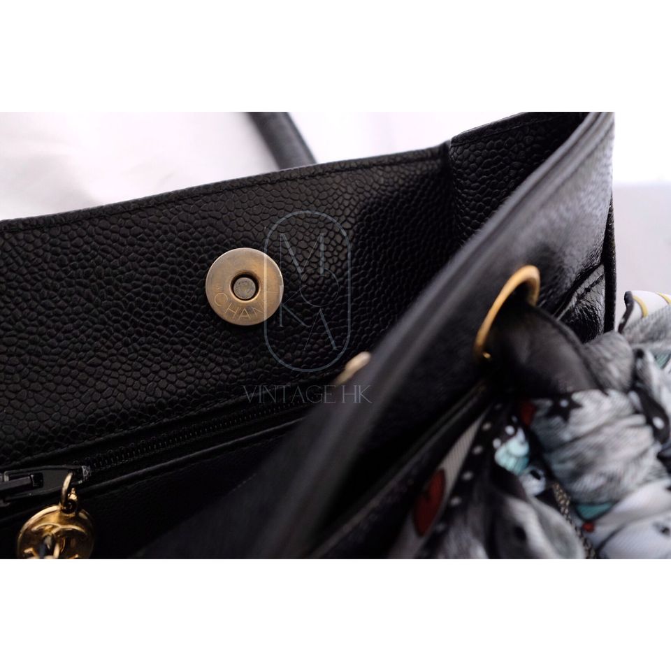 Chanel vintage coco caviar leather tote bag