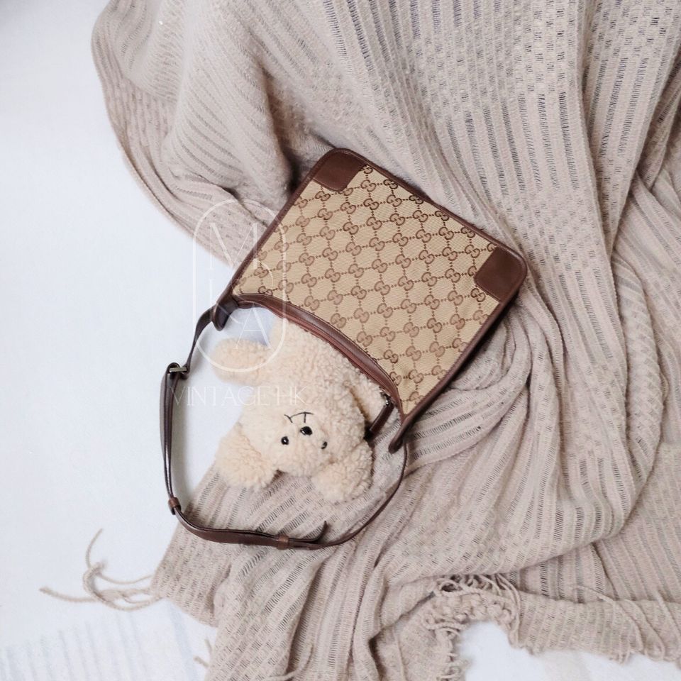 Gucci vintage 90s canvas and leather croissant bag