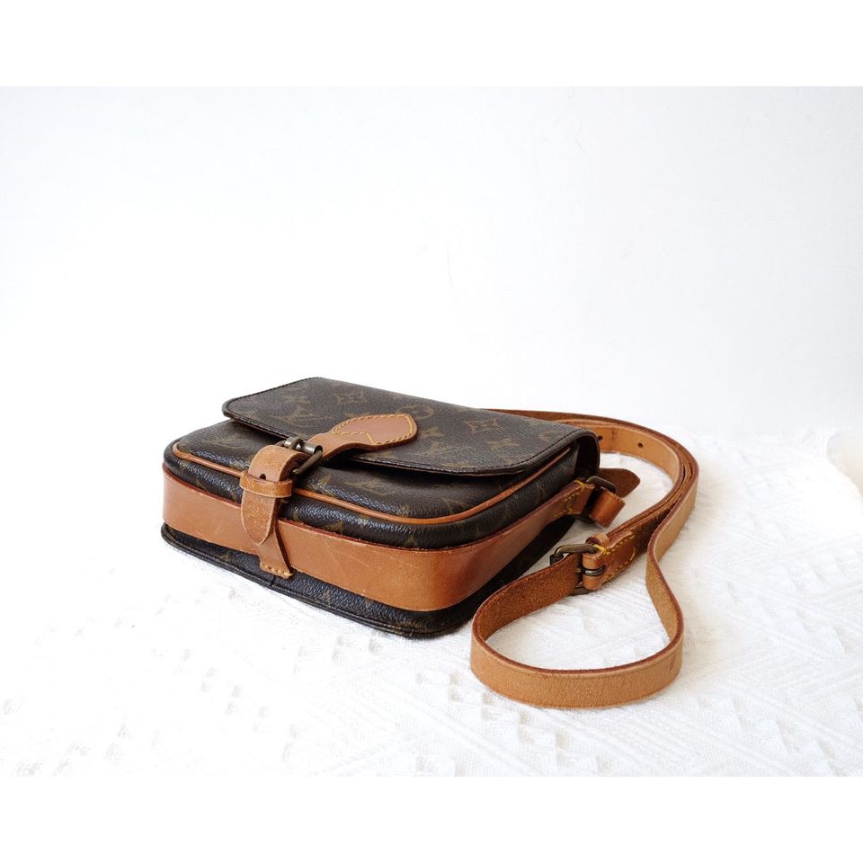 Louis Vuitton shoulder cartouchiere mini vintage brown monogram canvas leather cross body bag