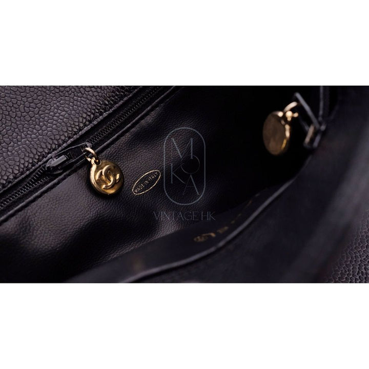 Chanel vintage coco caviar leather tote bag