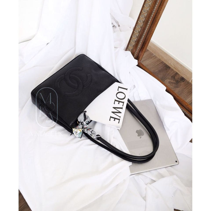 Chanel vintage coco caviar leather tote bag