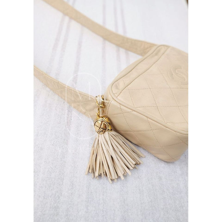 Chanel CC diamond-quilted tassel crossbody bag