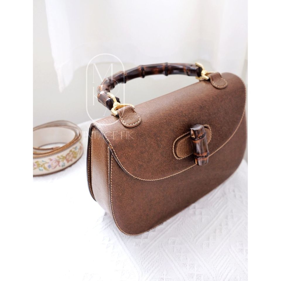 Gucci bamboo top handle leather handbag