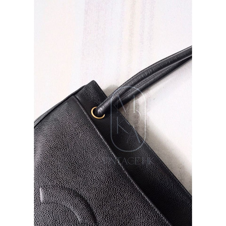Chanel vintage coco caviar leather tote bag