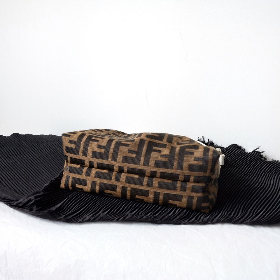 Fendi zucca canvas leather bag