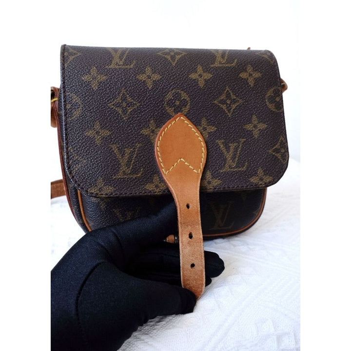 Louis Vuitton shoulder cartouchiere mini vintage brown monogram canvas leather cross body bag