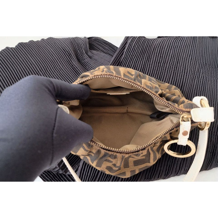 Fendi zucca canvas leather bag