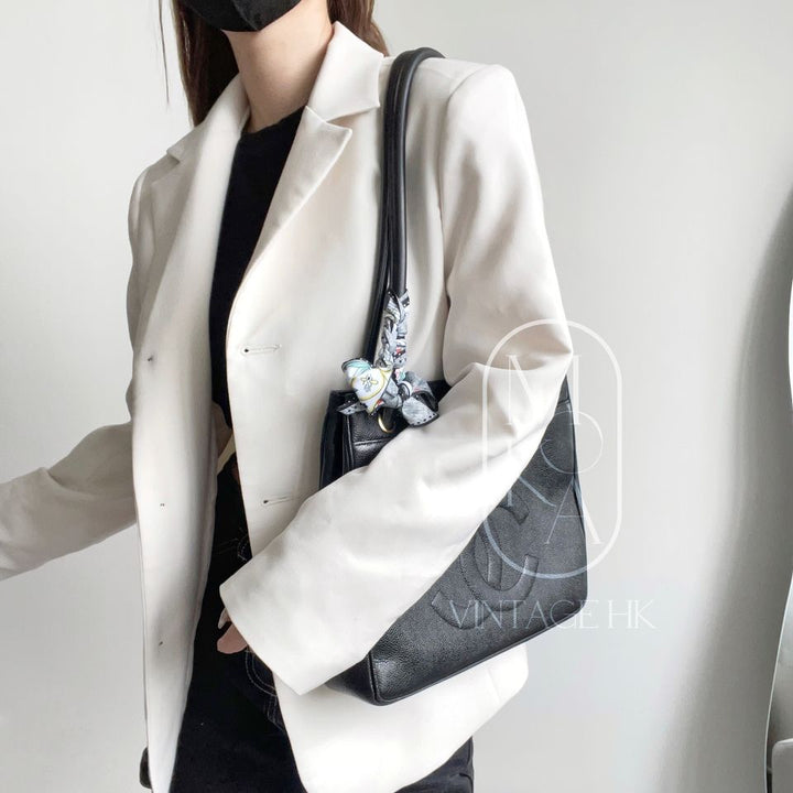 Chanel vintage coco caviar leather tote bag