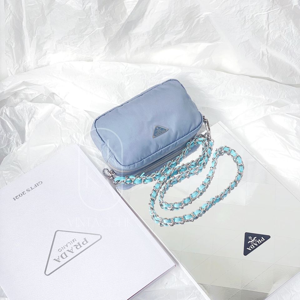 Prada nylon clutch+chain