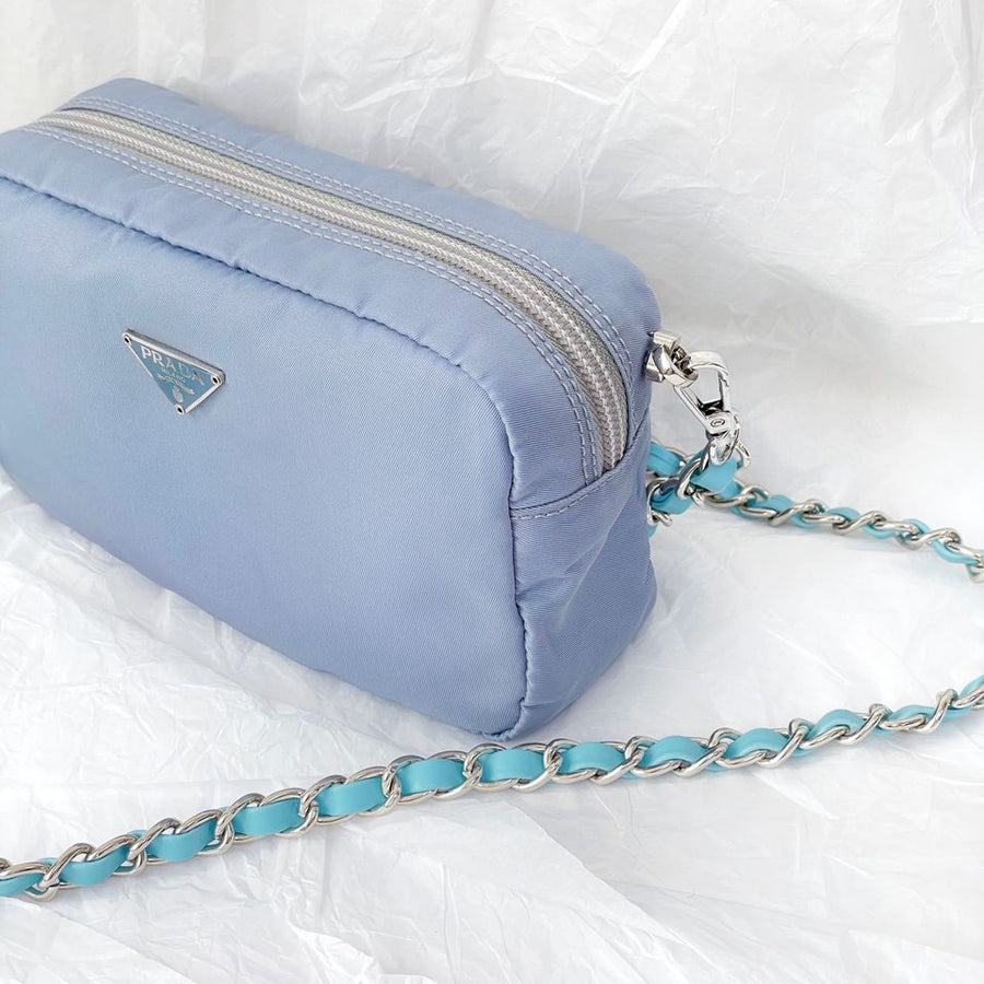 Prada nylon clutch+chain