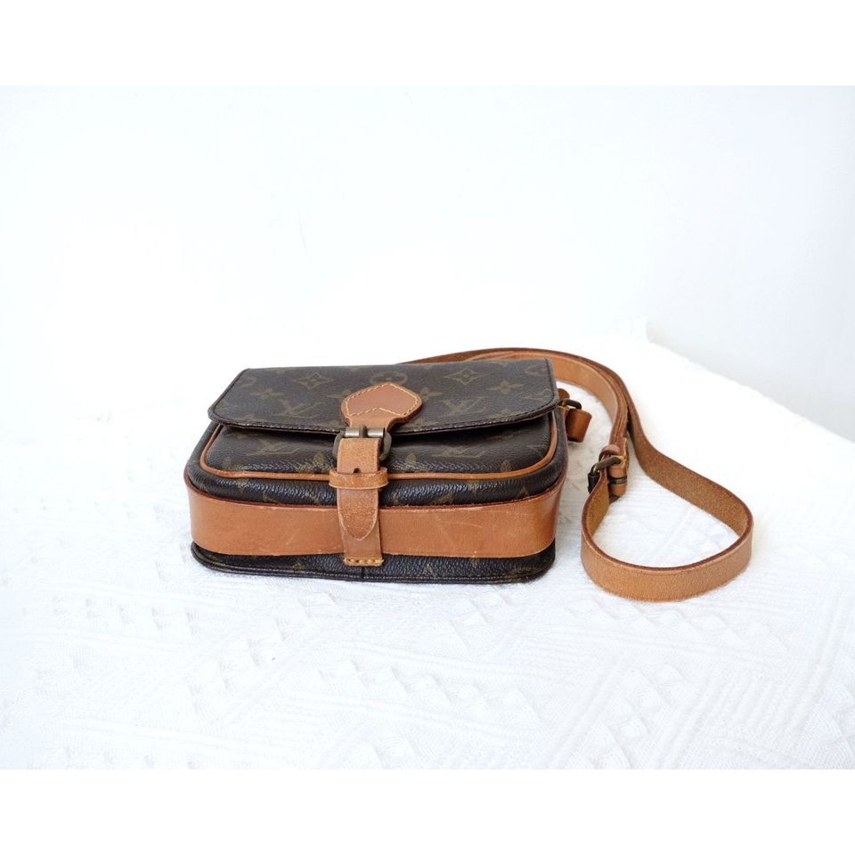 Louis Vuitton shoulder cartouchiere mini vintage brown monogram canvas leather cross body bag