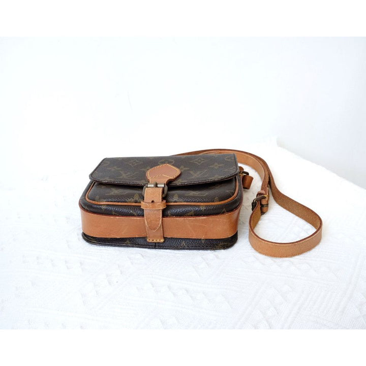 Louis Vuitton shoulder cartouchiere mini vintage brown monogram canvas leather cross body bag