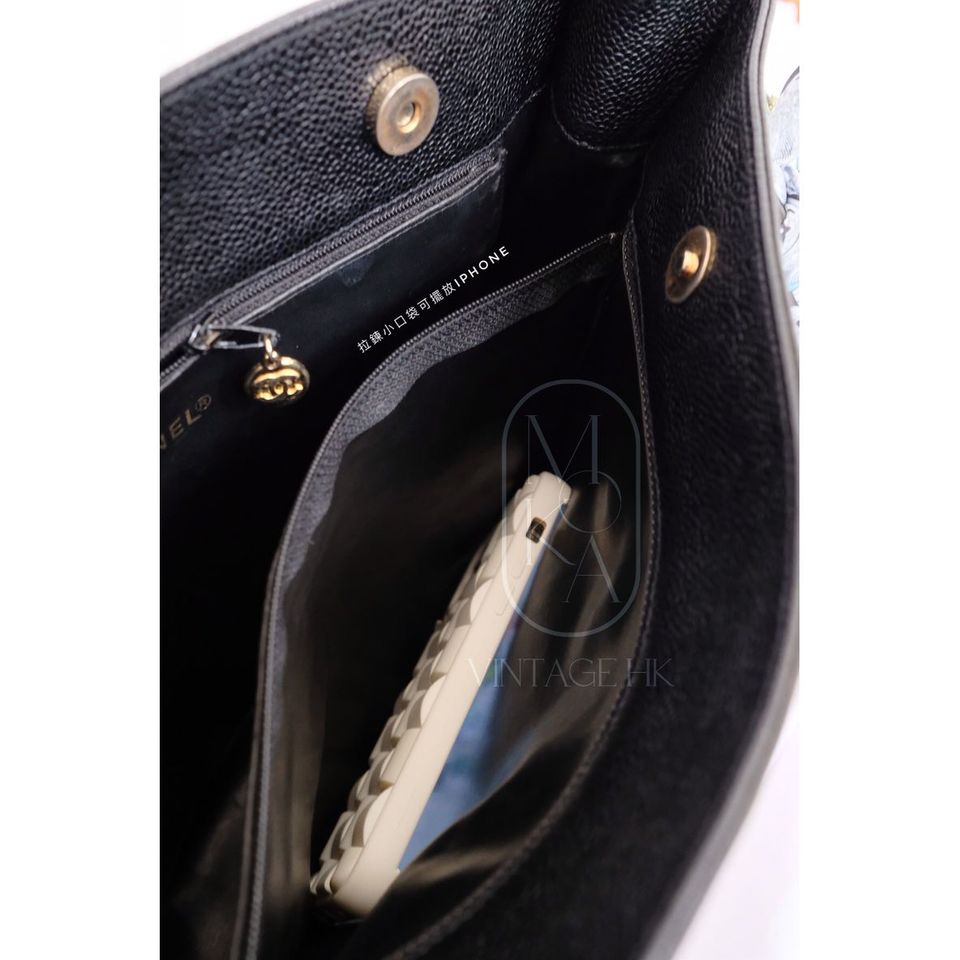 Chanel vintage coco caviar leather tote bag