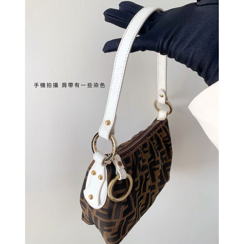 Fendi zucca canvas leather bag