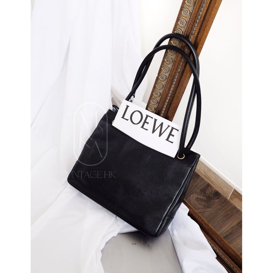 Chanel vintage coco caviar leather tote bag